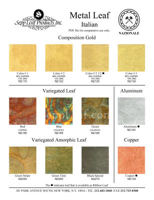 Color Chart, Nazionale, Metal and Variegated Leaf @ seppleaf.com