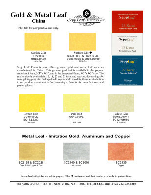 Color Chart, China Gold and Metal Leaf @ seppleaf.com