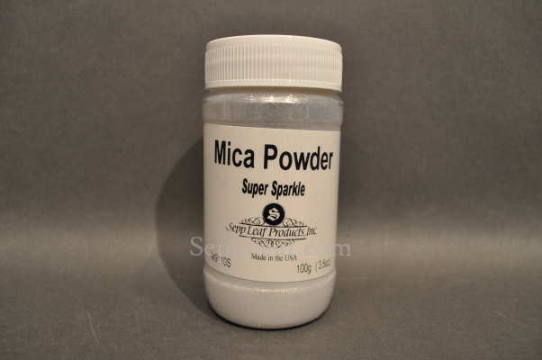 Sepp Gilding Workshop: Super Sparkle Mica Powder, 3.5oz clear plastic jar @ seppleaf.com