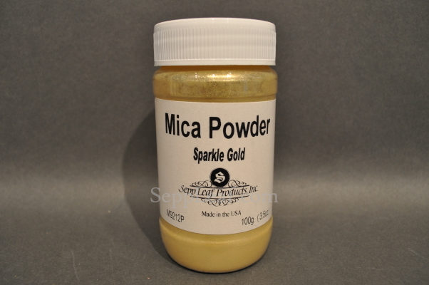 Sepp Gilding Workshop: Sparkle Gold Mica Powder, 3.5oz clear plastic jar @ seppleaf.com