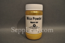 Sepp Gilding Workshop: Majestic Gold Mica Powder, 3.5oz clear plastic jar @ seppleaf.com