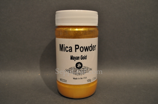 Sepp Gilding Workshop: Mayan Gold Mica Powder, 3.5oz clear plastic jar @ seppleaf.com