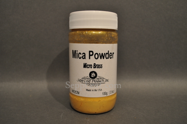 Sepp Gilding Workshop: Micro Brass Mica Powder, 3.5oz clear plastic jar @ seppleaf.com