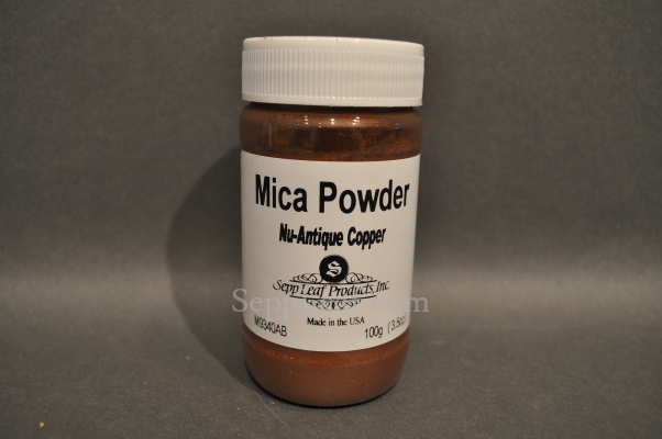 Sepp Gilding Workshop: Nu-Antique Copper Mica Powder, 3.5oz clear plastic jar @ seppleaf.com