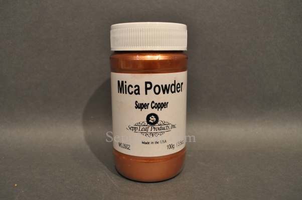 Sepp Gilding Workshop: Super Copper Mica Powder, 3.5oz clear plastic jar @ seppleaf.com