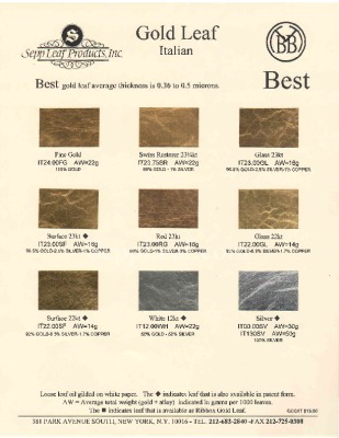 Color Chart, Brambilla Gold Leaf @ seppleaf.com