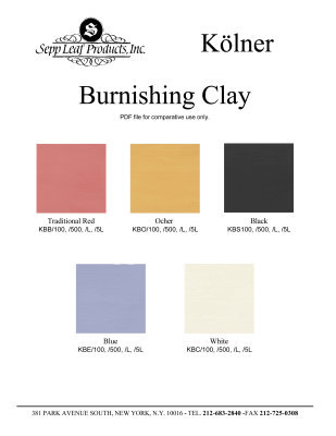Color Chart, Kolner Burnishing Clay @ seppleaf.com