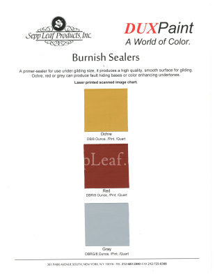 Dux Burnish Sealer Color Chart @ seppleaf.com