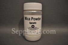 Sepp Gilding Workshop: Super White Mica Powder, 3.5oz clear plastic jar @ seppleaf.com