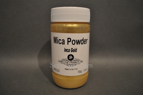 Sepp Gilding Workshop: Inca Gold Mica Powder, 3.5oz clear plastic jar @ seppleaf.com
