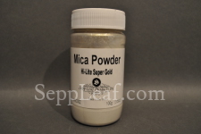 Sepp Gilding Workshop: Hi-Lite Super Gold Mica Powder, 3.5oz clear plastic jar @ seppleaf.com