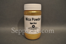 Sepp Gilding Workshop: Super Brass Mica Powder, 3.5oz clear plastic jar @ seppleaf.com