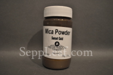 Sepp Gilding Workshop: Sunset Gold Mica Powder, 3.5oz clear plastic jar @ seppleaf.com